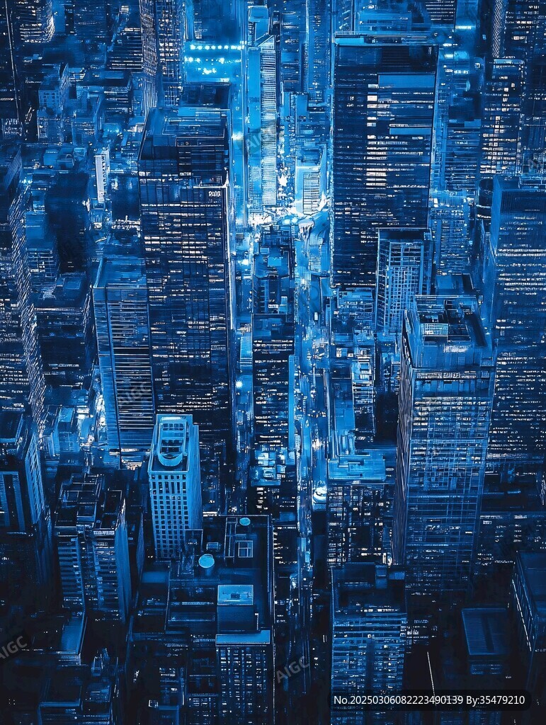 夜幕下的城市藍圖