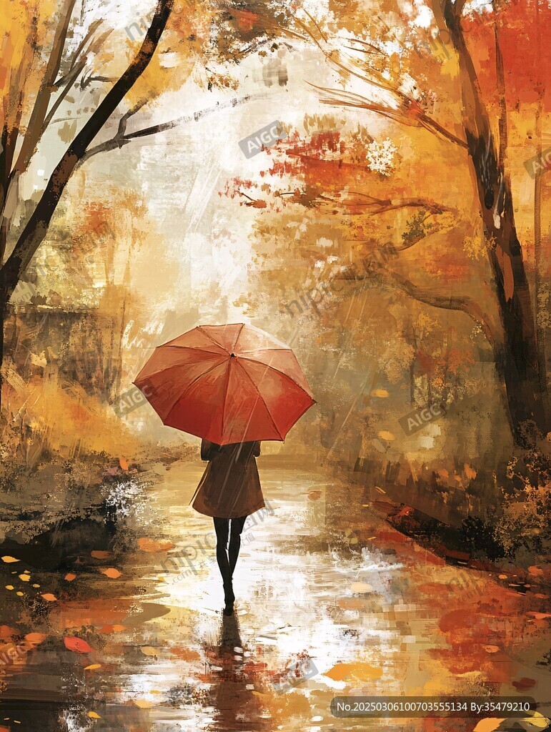 秋日漫步 雨中獨(dú)行