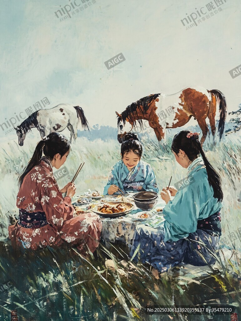 馬踏草原映日出