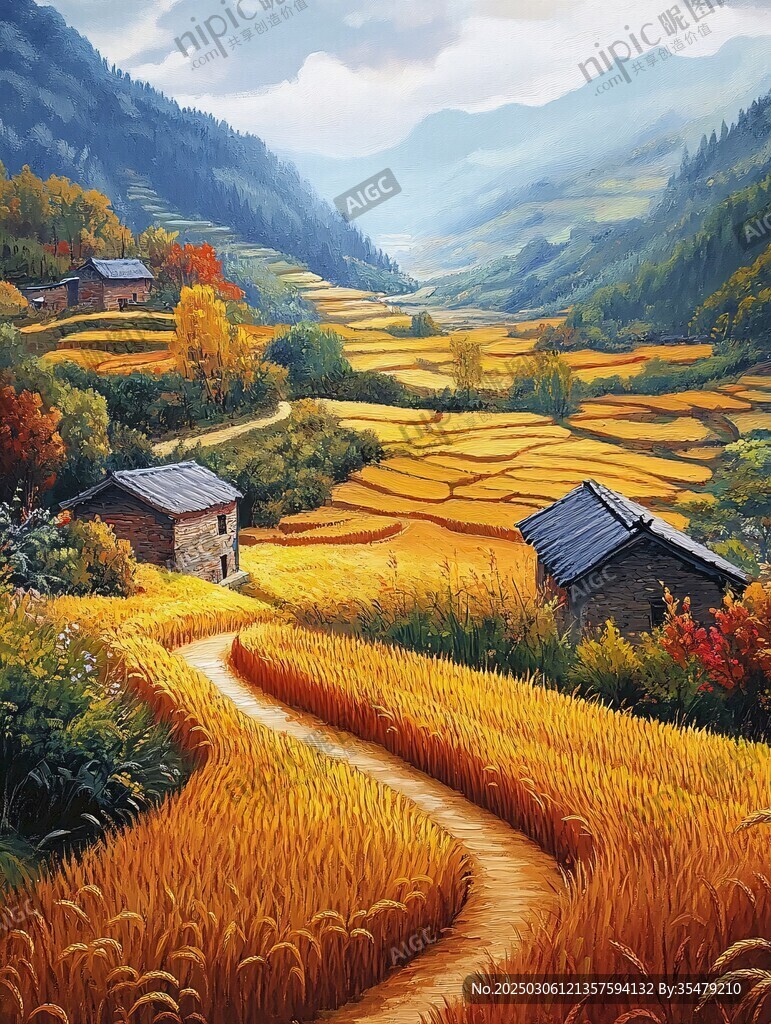 秋日山谷農(nóng)舍