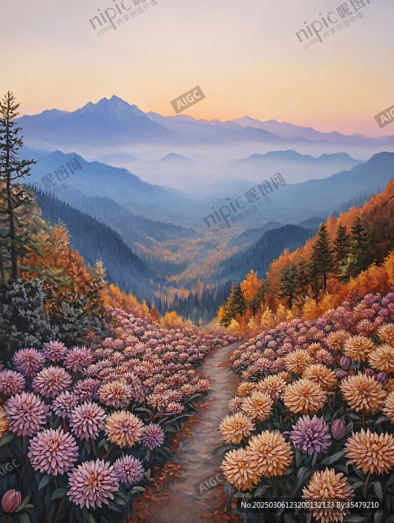 山谷中的花海