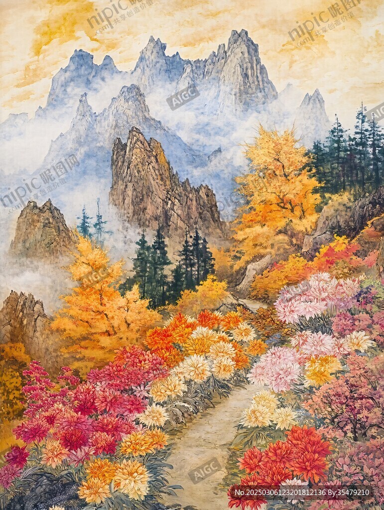 秋日山景圖