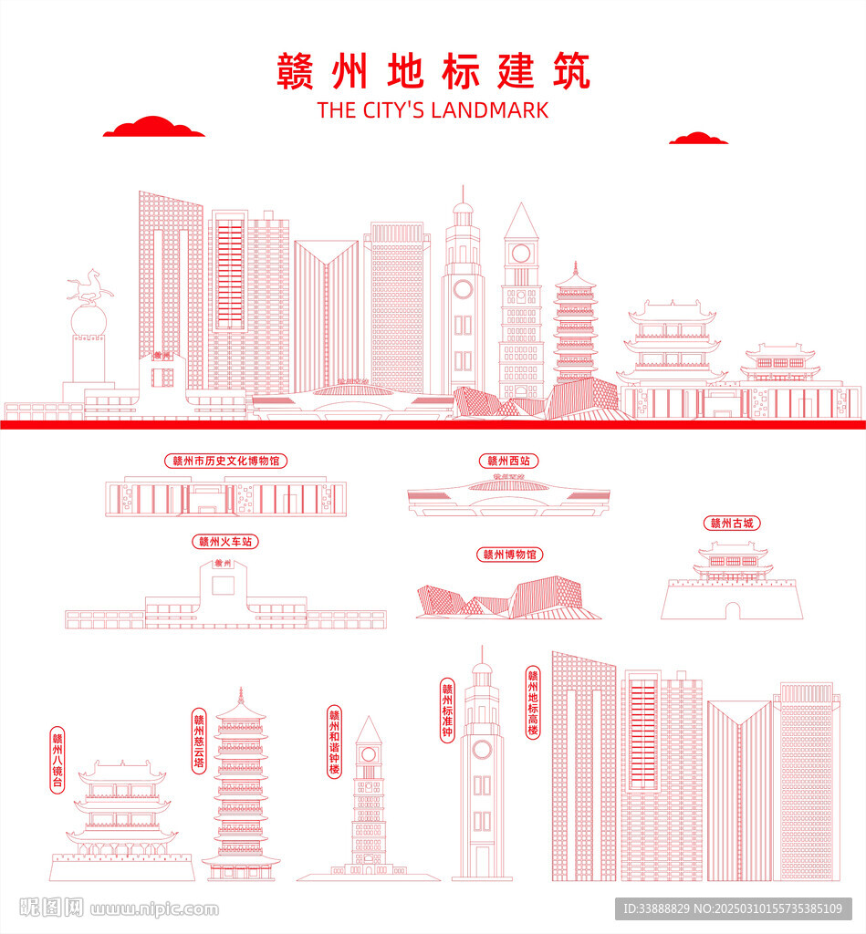 贛州地標建筑剪影