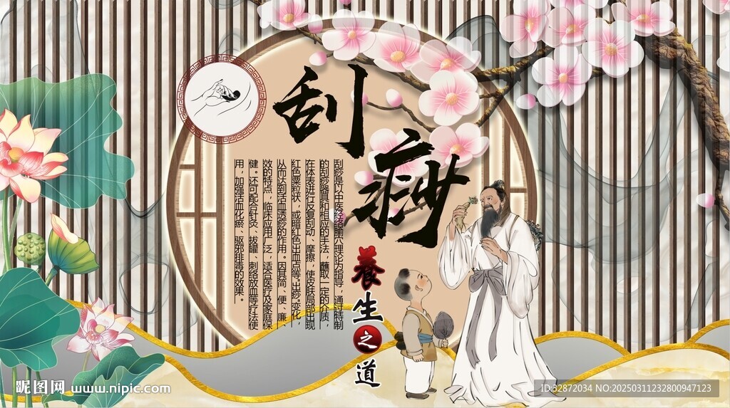 刮痧背景墻