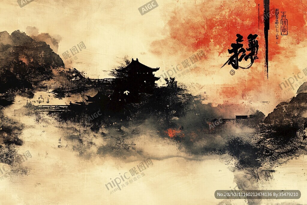 古韻東方水墨畫