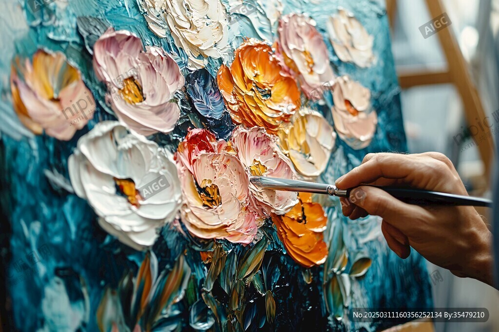 厚涂花卉畫創(chuàng)作過程