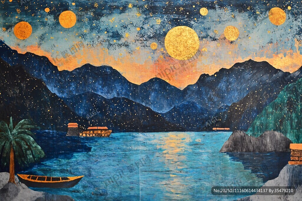 夜幕下的寧靜海灣