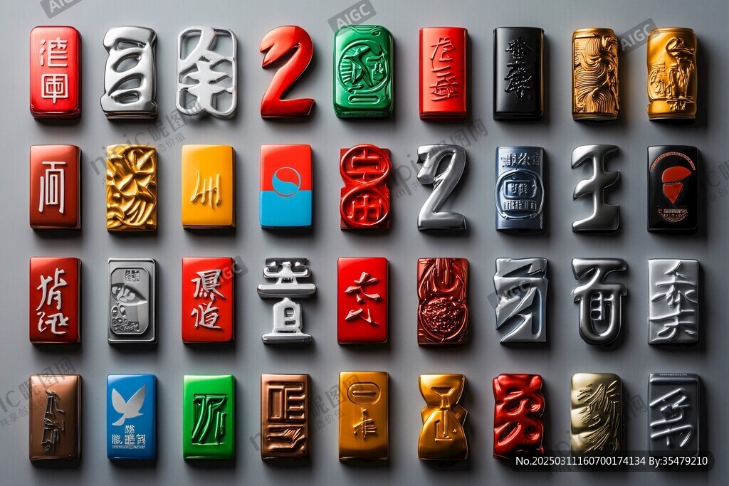 中國風格的金屬印章集合