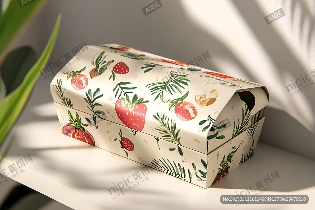手繪水果蔬菜圖案的食品包裝盒
