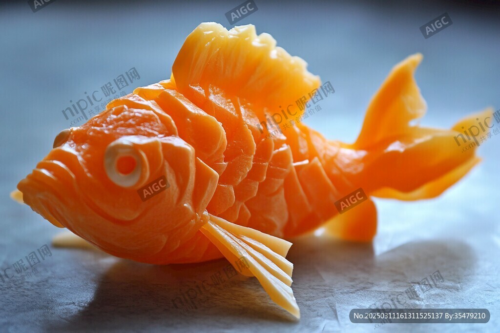 胡蘿卜雕刻成金魚形狀