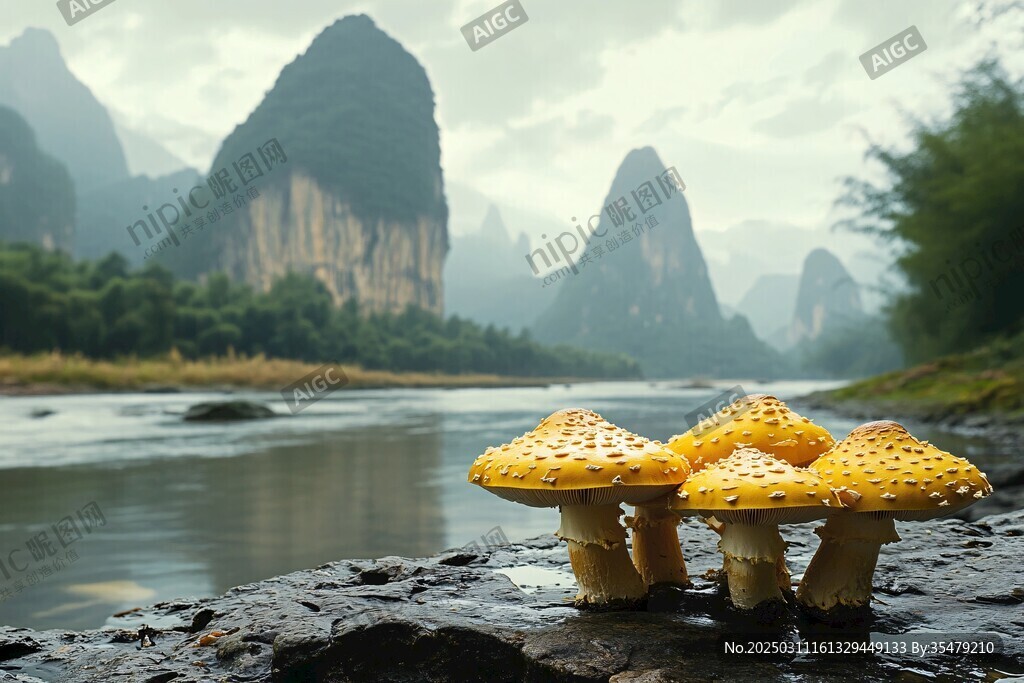 河邊的蘑菇與喀斯特地貌