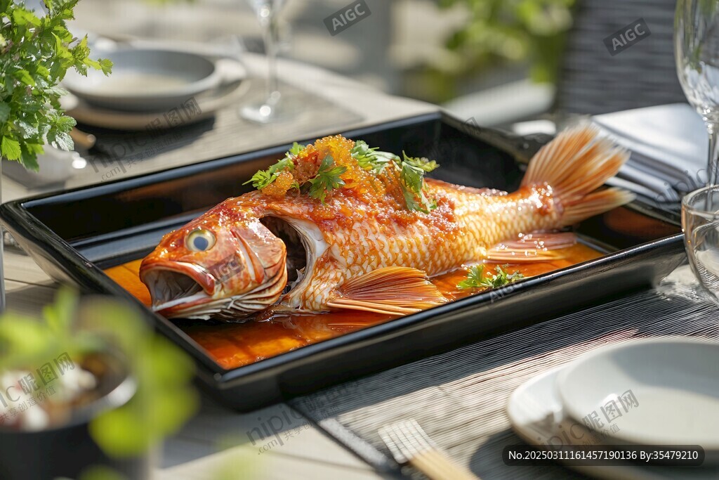 香辣紅魚美食圖片