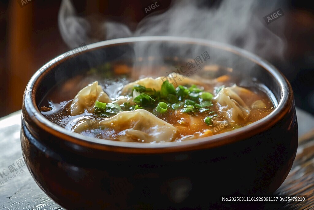 熱氣騰騰的餛飩湯