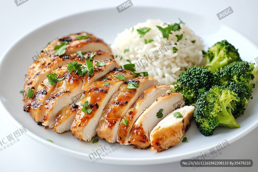 烤雞米飯西蘭花