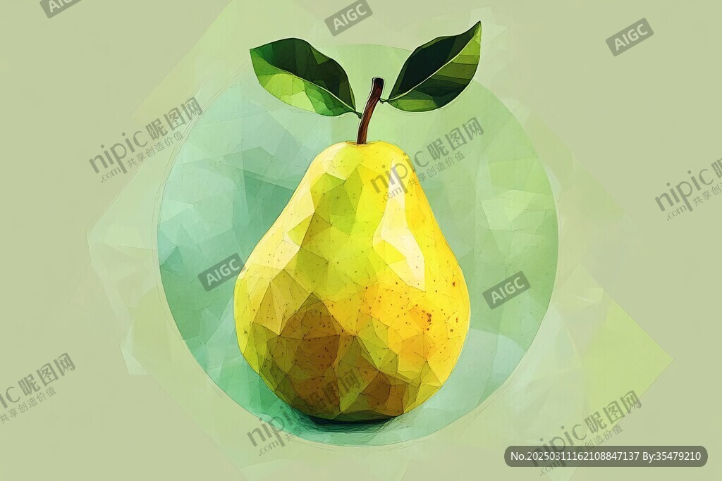 低多邊形風格的梨子插畫