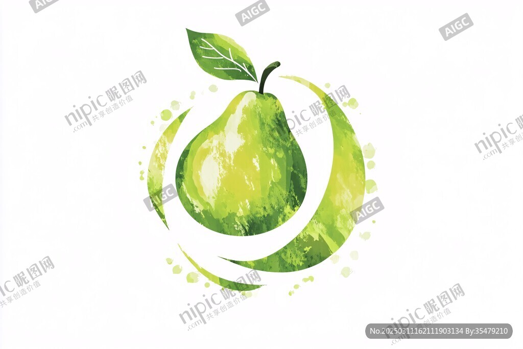 綠色水彩梨形圖案