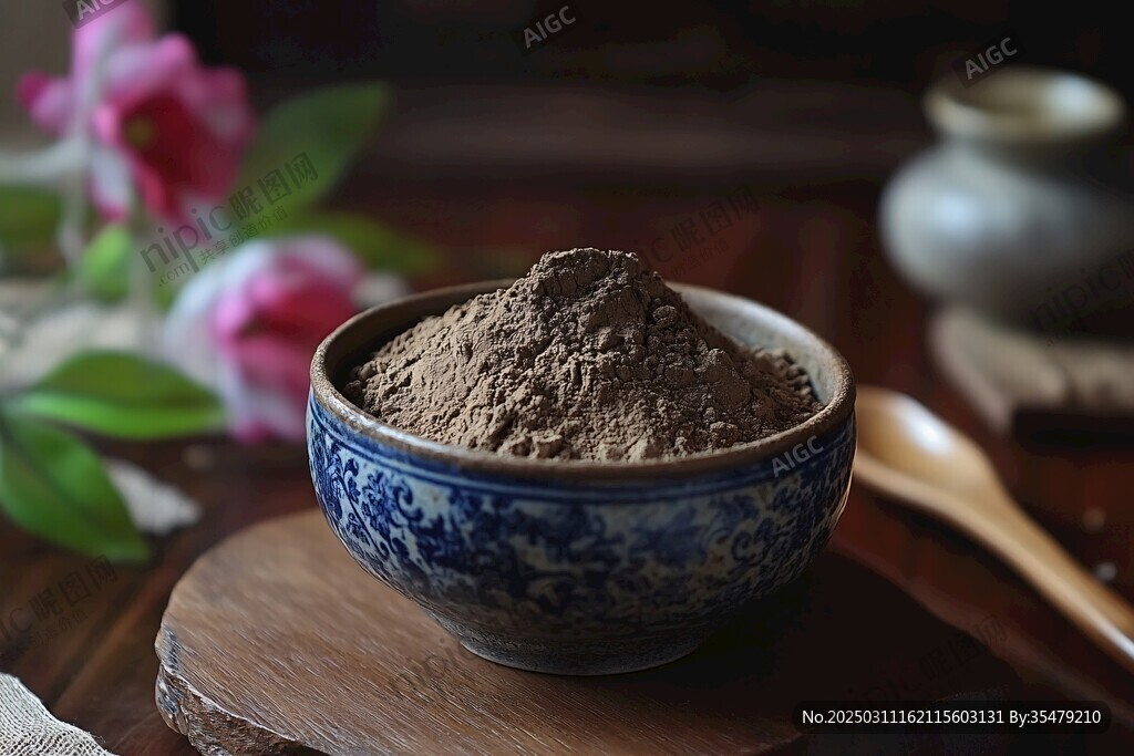 中藥粉末的陶瓷碗