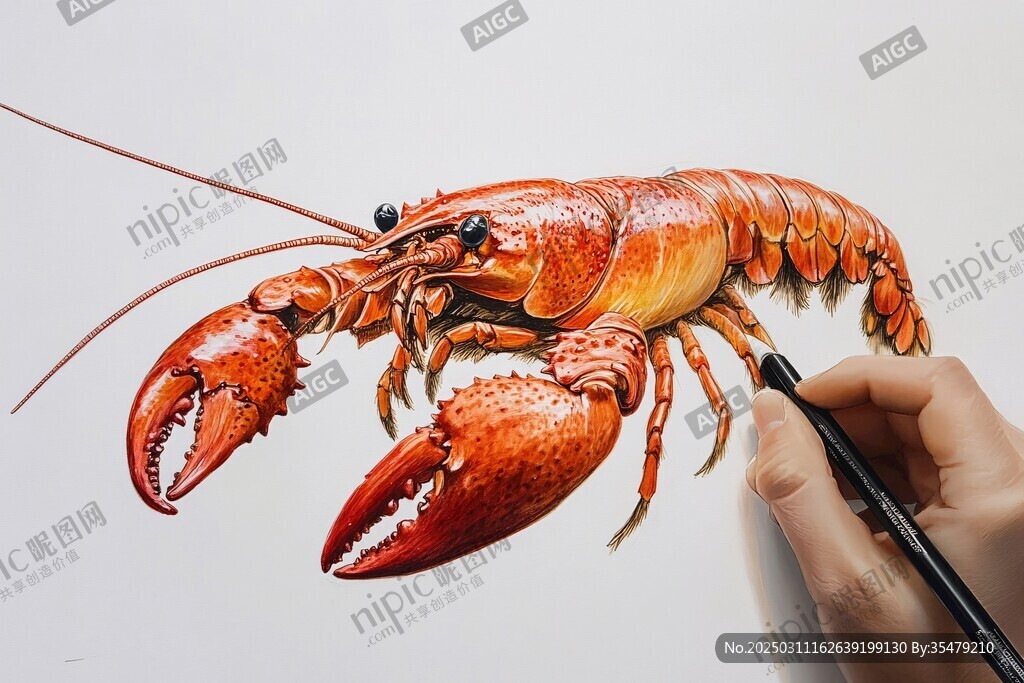龍蝦繪畫作品