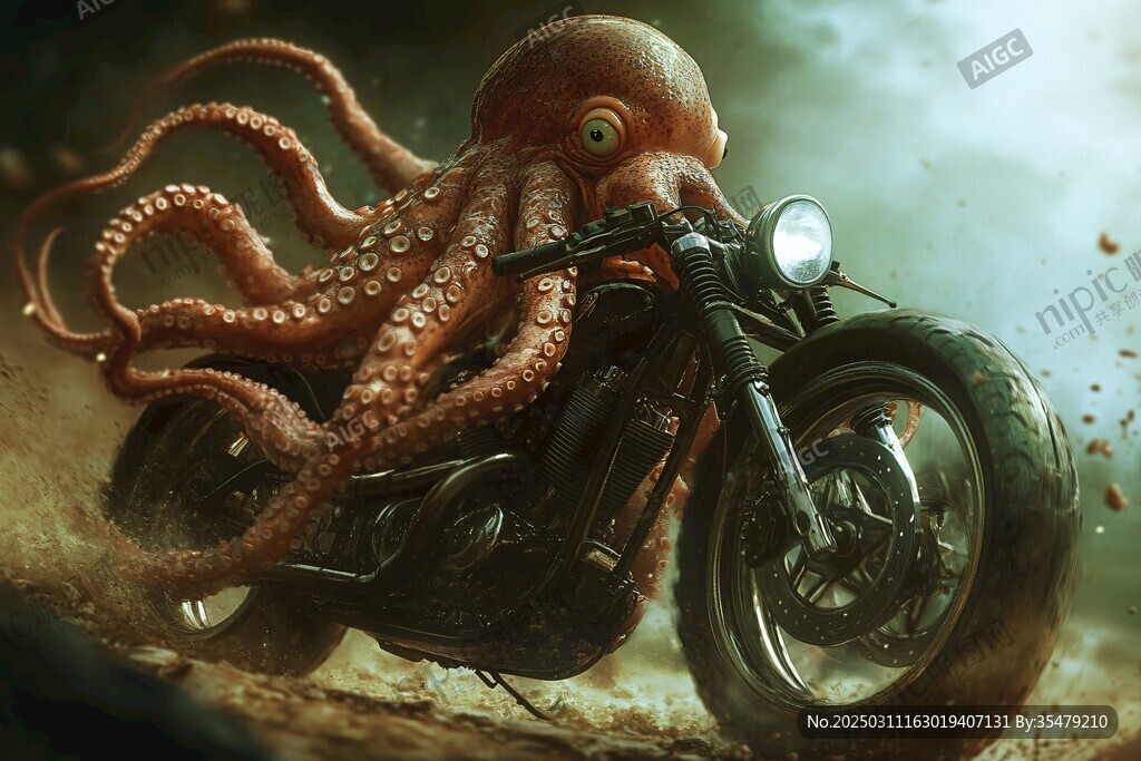 章魚騎摩托車