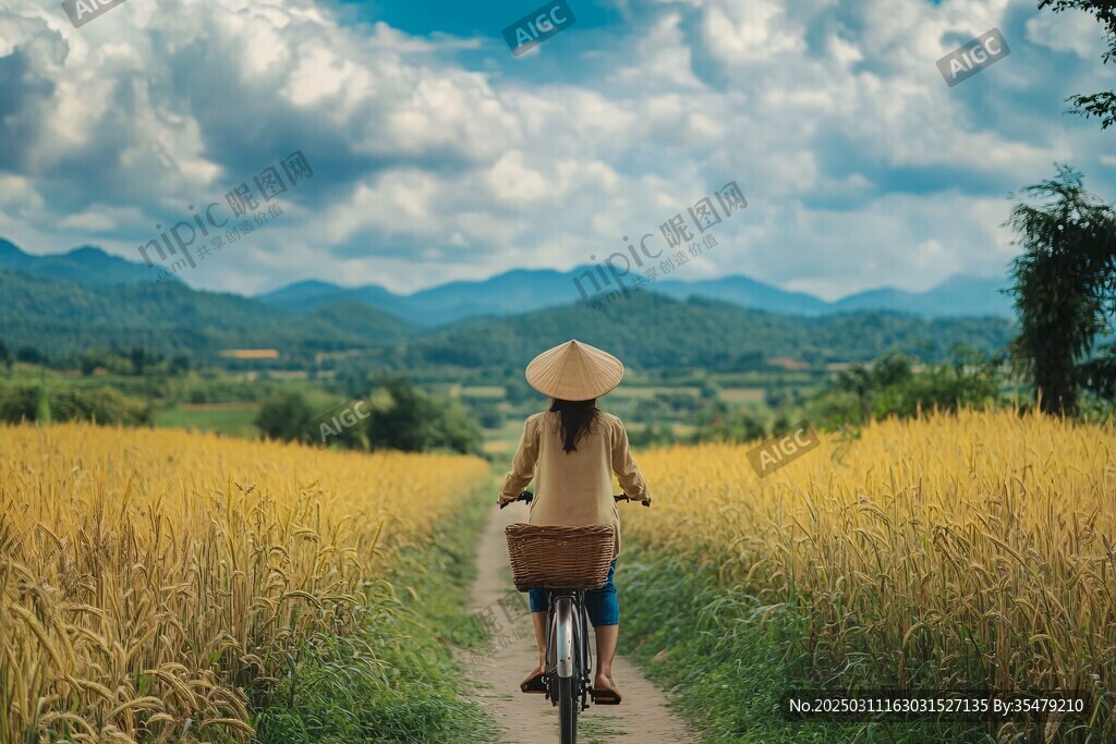 鄉(xiāng)村小徑上的騎車人