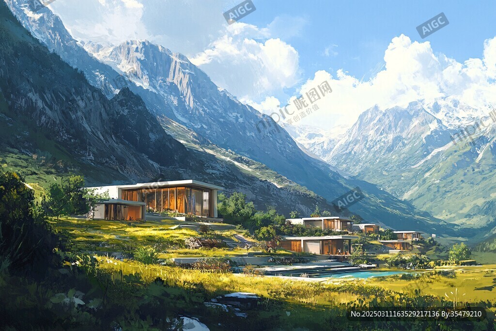 山谷中的現代度假勝地