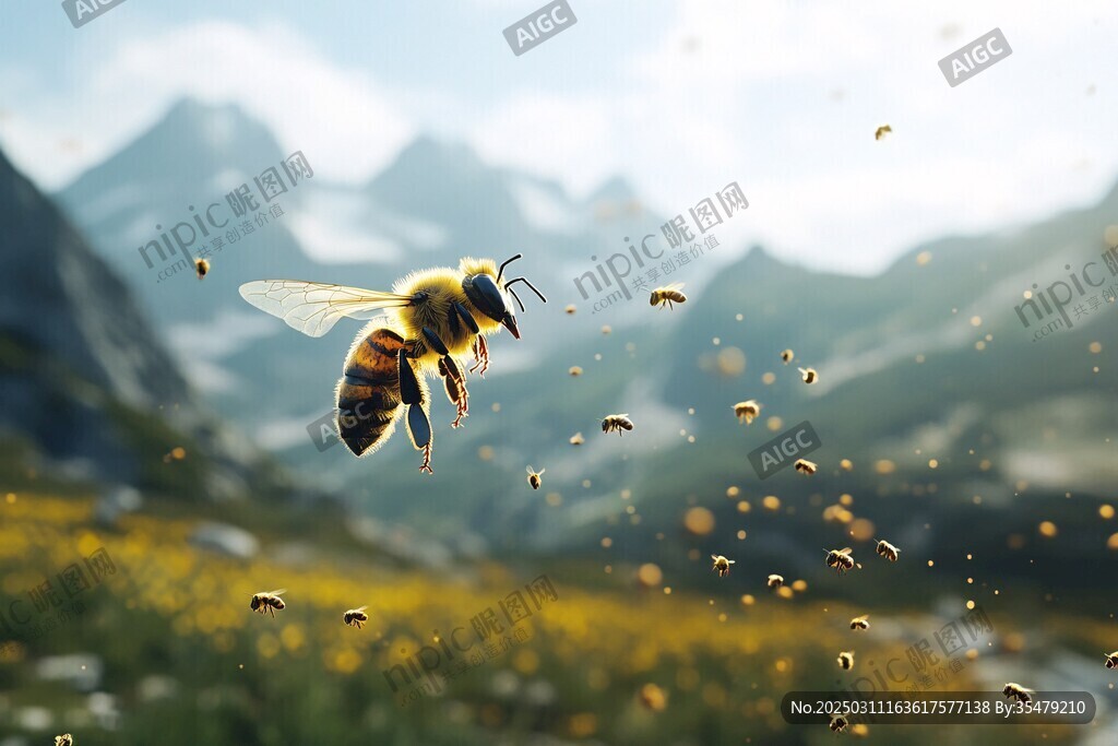 山谷中的蜂群飛舞