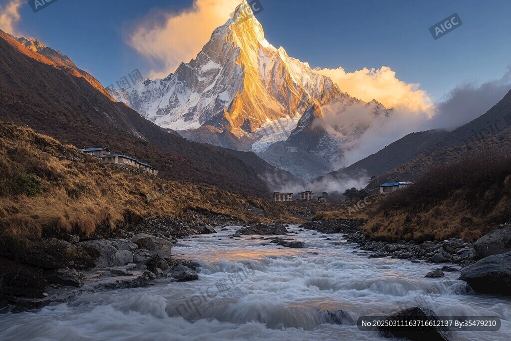 夕陽下的高山風景