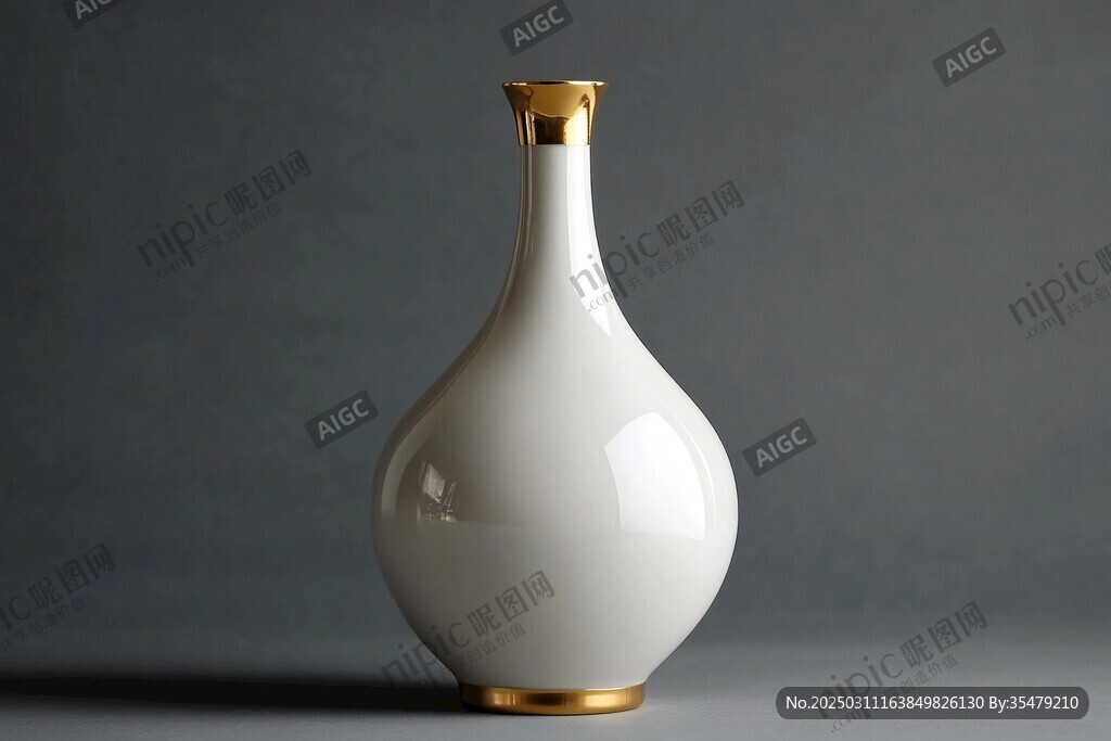 白色陶瓷花瓶與金色裝飾