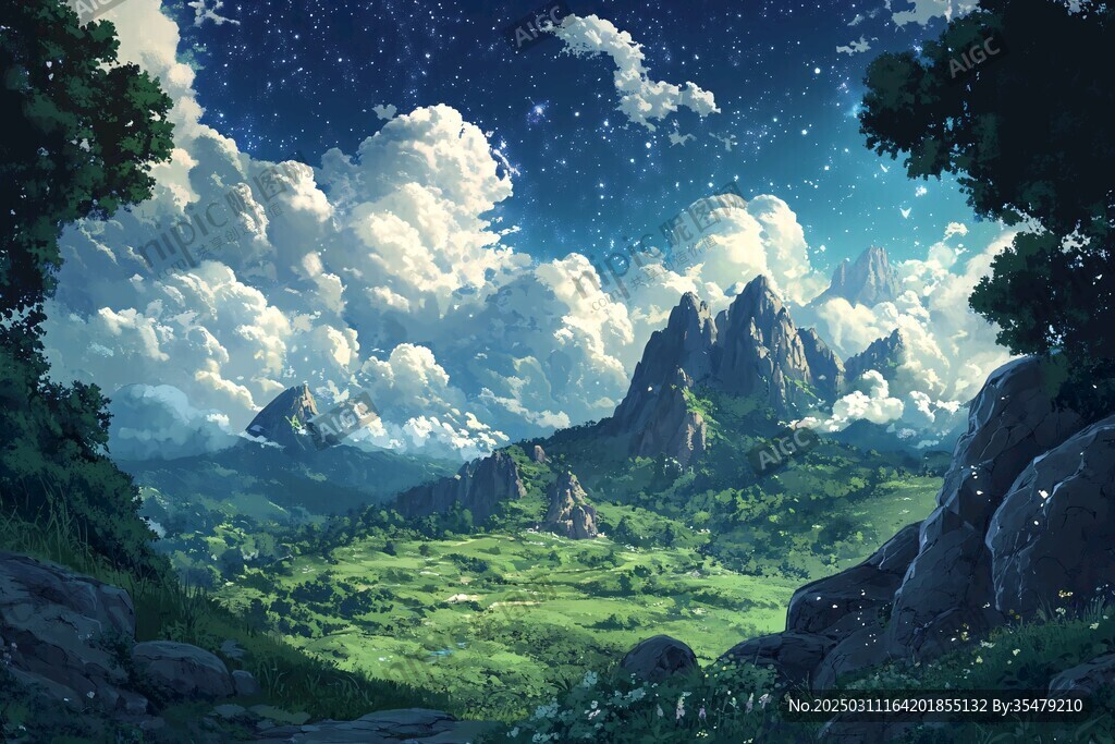 星空下的山谷