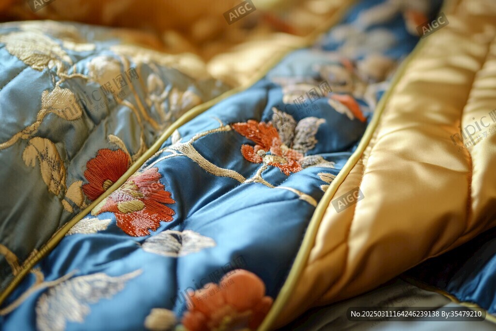藍(lán)金拼接絎縫床品