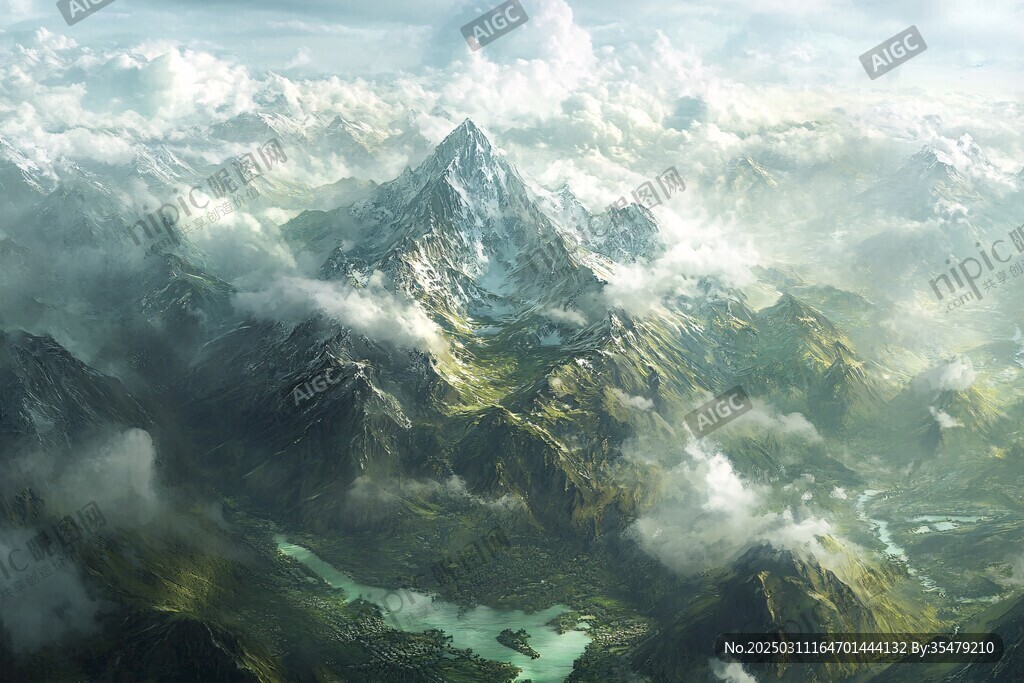 云霧繚繞的山脈風景
