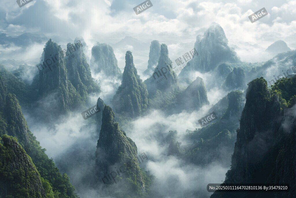 云霧繚繞的山脈奇觀