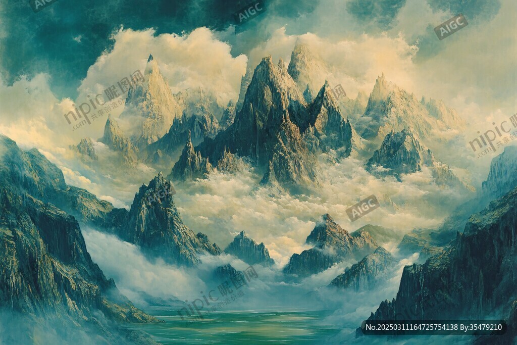 云霧繚繞的山脈風景