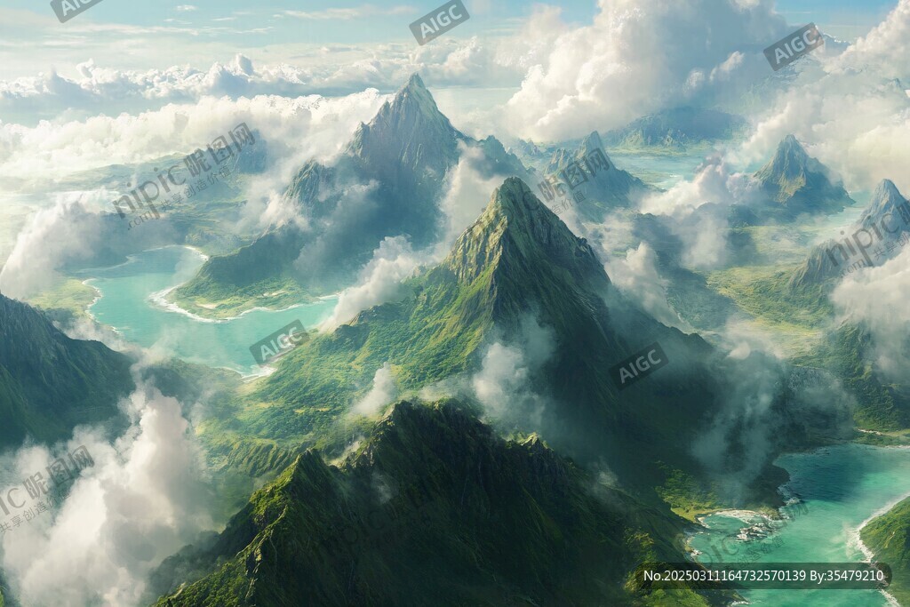 云霧繚繞的山脈風景