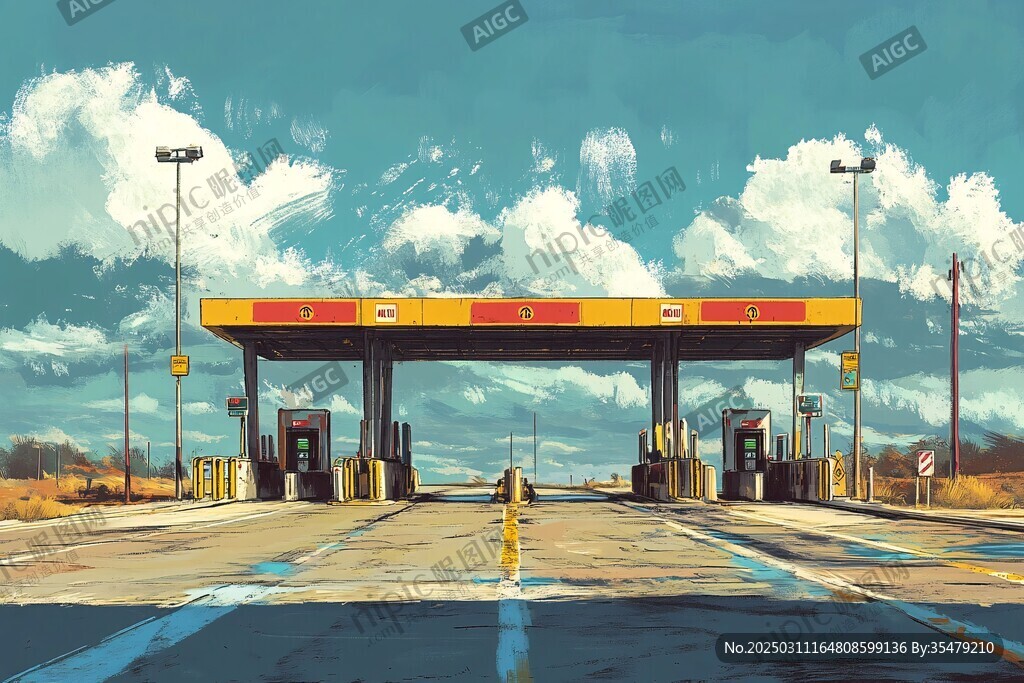 空曠的加油站