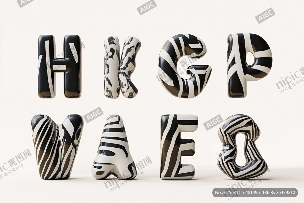 斑馬紋3D字母藝術(shù)