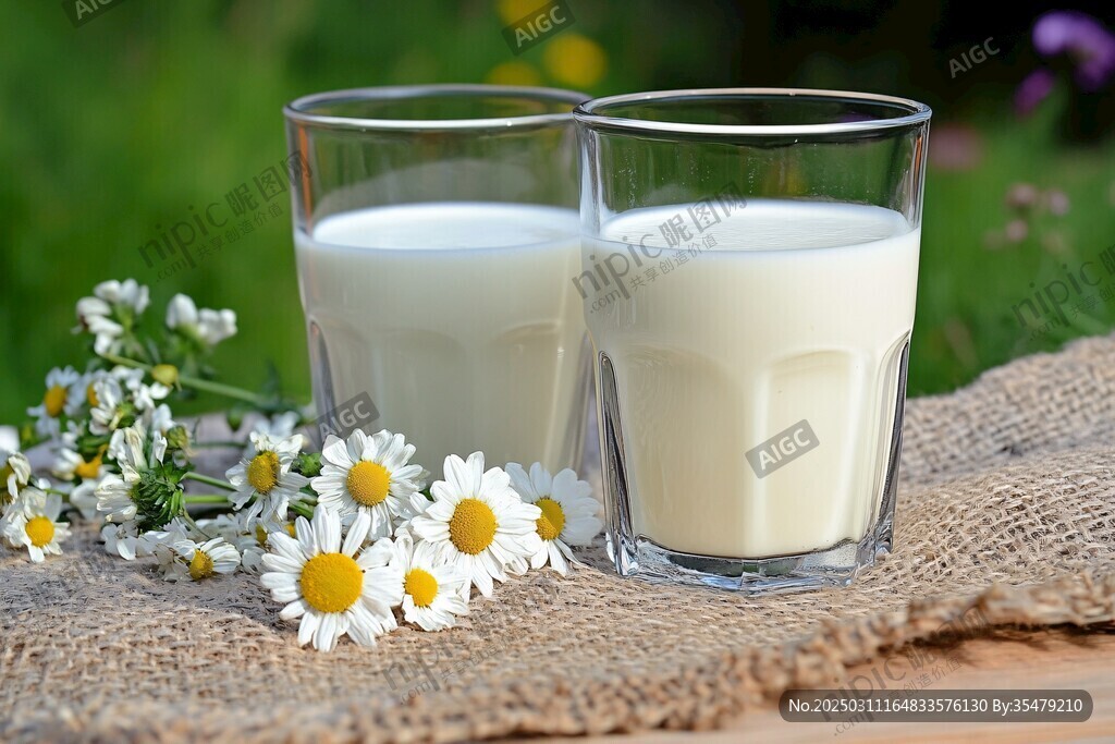 乳白色牛奶 清新雛菊 自然風光