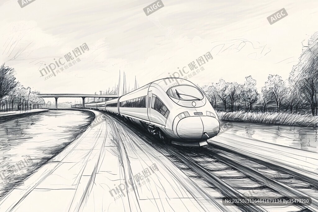 高速列車穿越鄉村風景