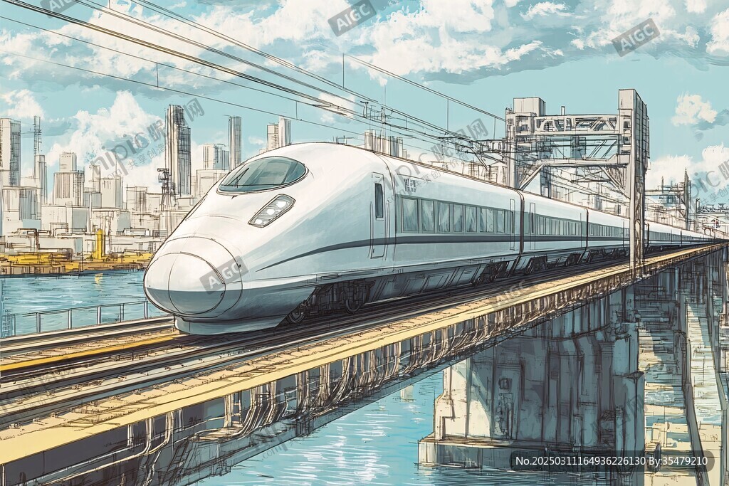 高速列車穿越城市