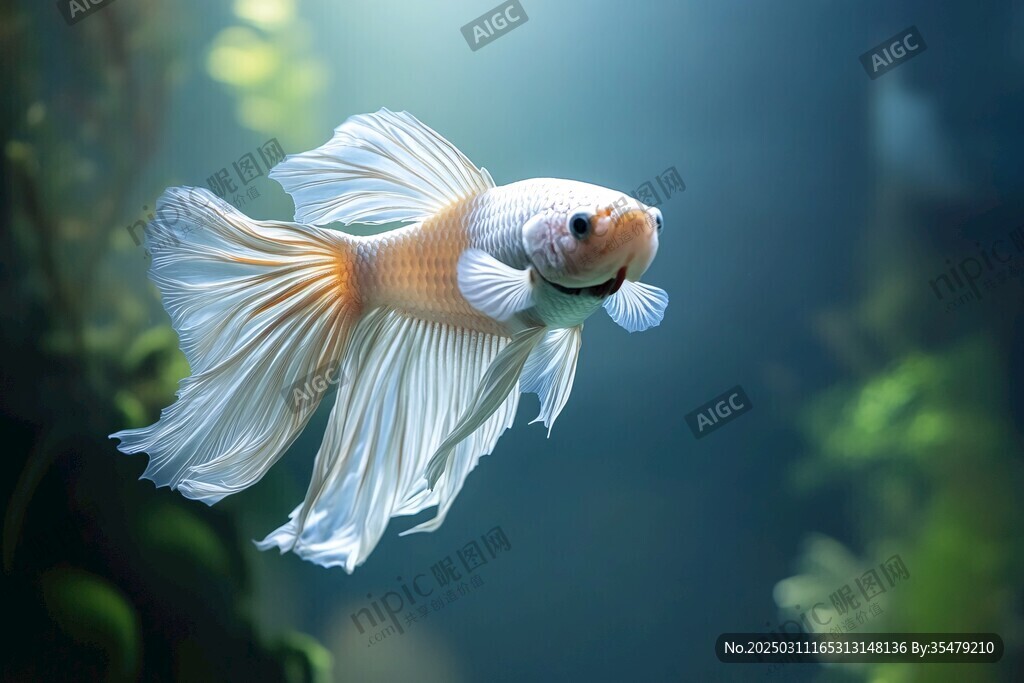 暹羅斗魚在水中優雅游動