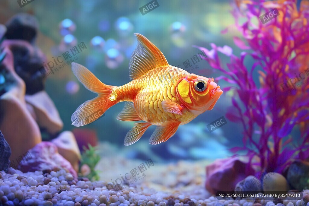 金魚在水中游弋的美麗畫面