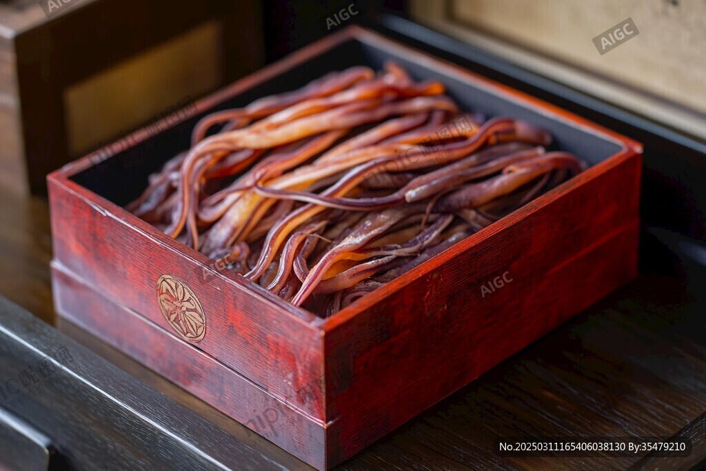 紅色木盒中的紫色蟲草