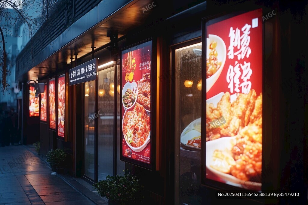 夜幕下的美食街