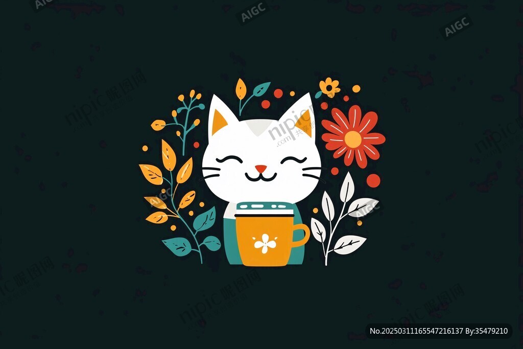 貓咪與花朵的寧靜時刻