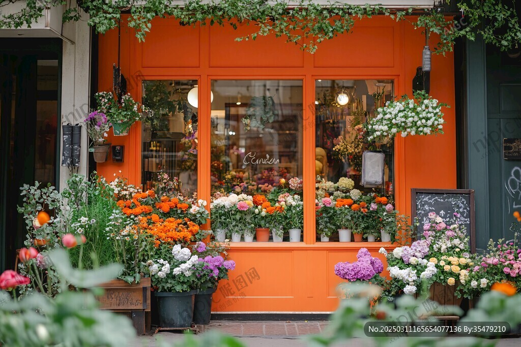 五彩繽紛的花店