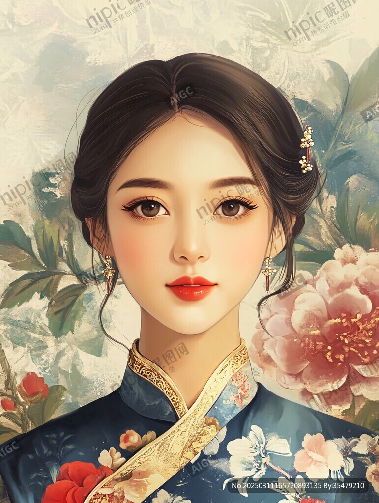 古典美女 手繪插畫