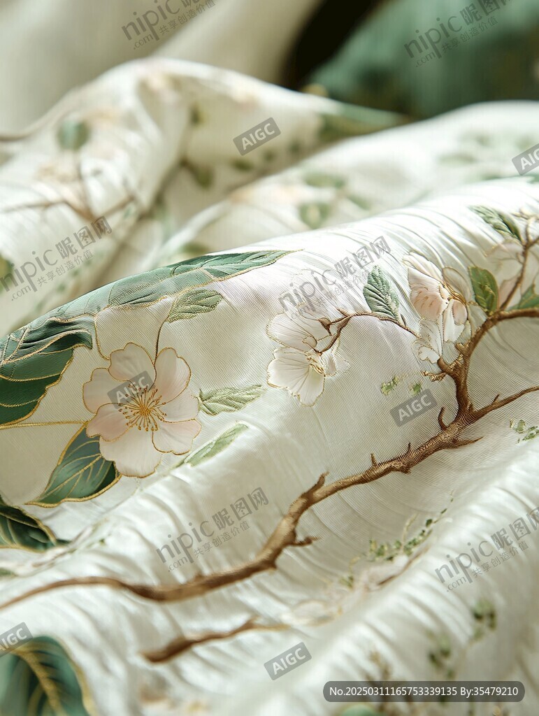 絢麗花卉刺繡床品