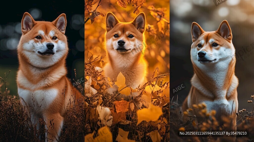 秋日柴犬