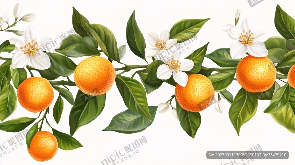 橙子花卉圖案