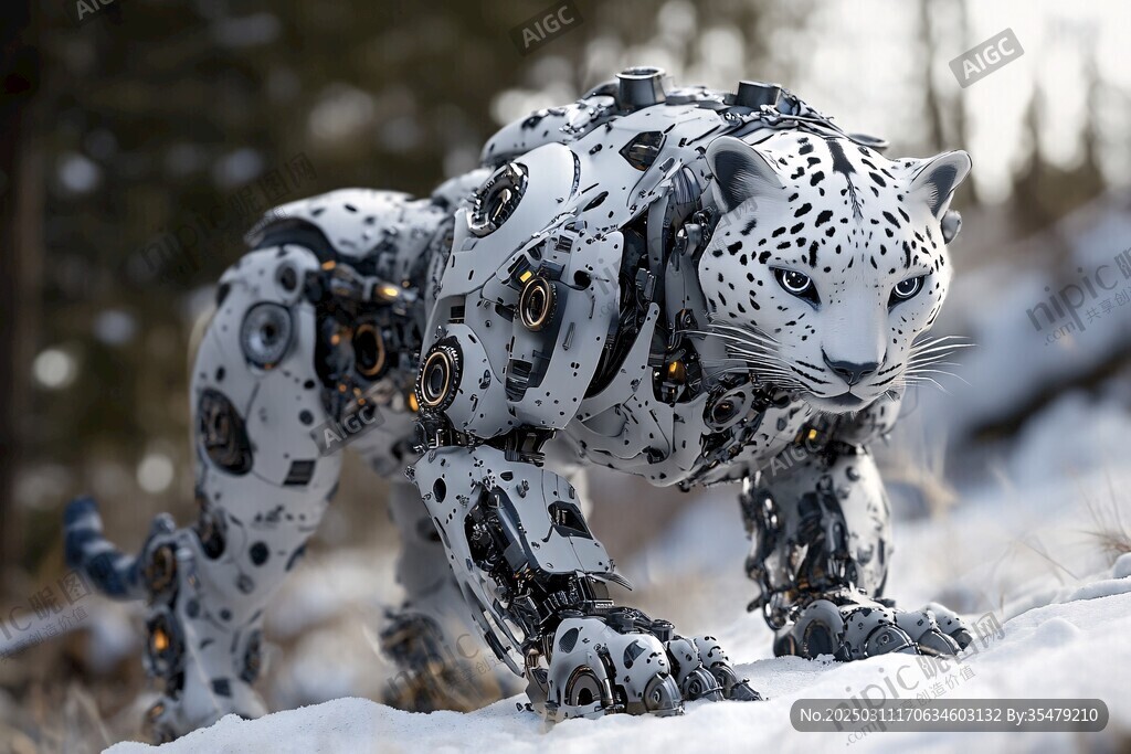 雪地中的機器人獵豹